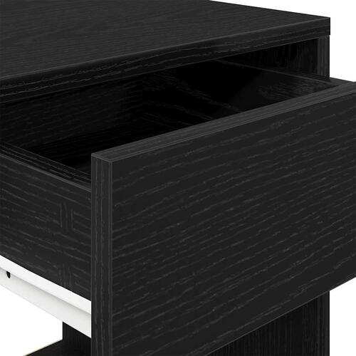 Sengebord med skuffe 35x34x66,5 cm sort-eg