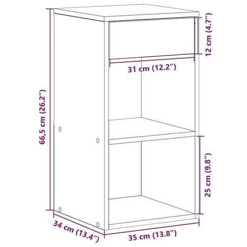 Sengebord med skuffe 35x34x66,5 cm sort-eg