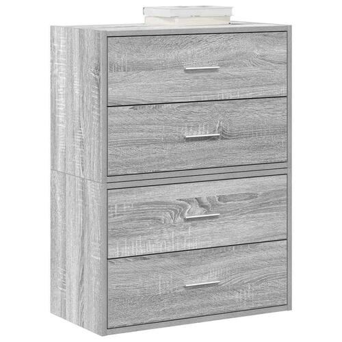 Skabe med 2 skuffer 2 stk. 60x31x40 cm grå sonoma-eg