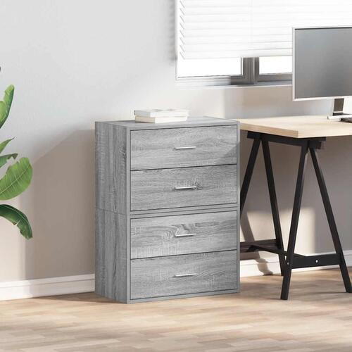 Skabe med 2 skuffer 2 stk. 60x31x40 cm grå sonoma-eg