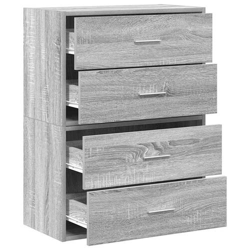 Skabe med 2 skuffer 2 stk. 60x31x40 cm grå sonoma-eg
