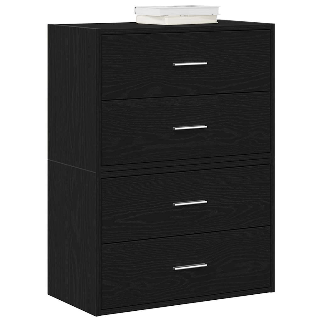Skabe med 2 skuffer 2 stk. 60x31x40 cm konstrueret træ sort-eg