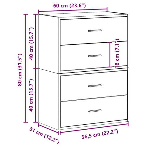 Skabe med 2 skuffer 2 stk. 60x31x40cm konstrueret træ sonoma-eg