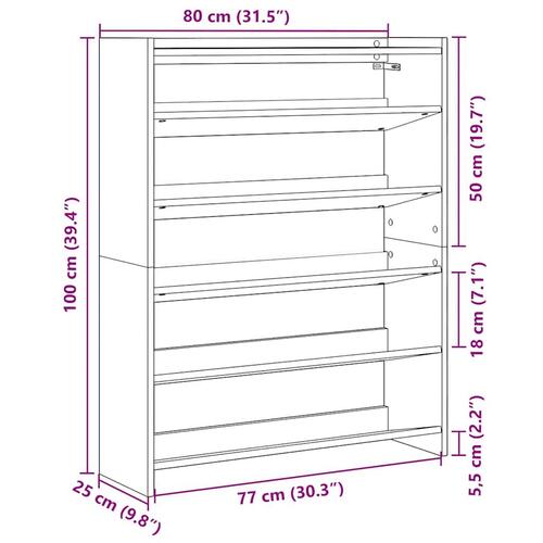 Skoreol 80x25x100 cm konstrueret træ kunsteg