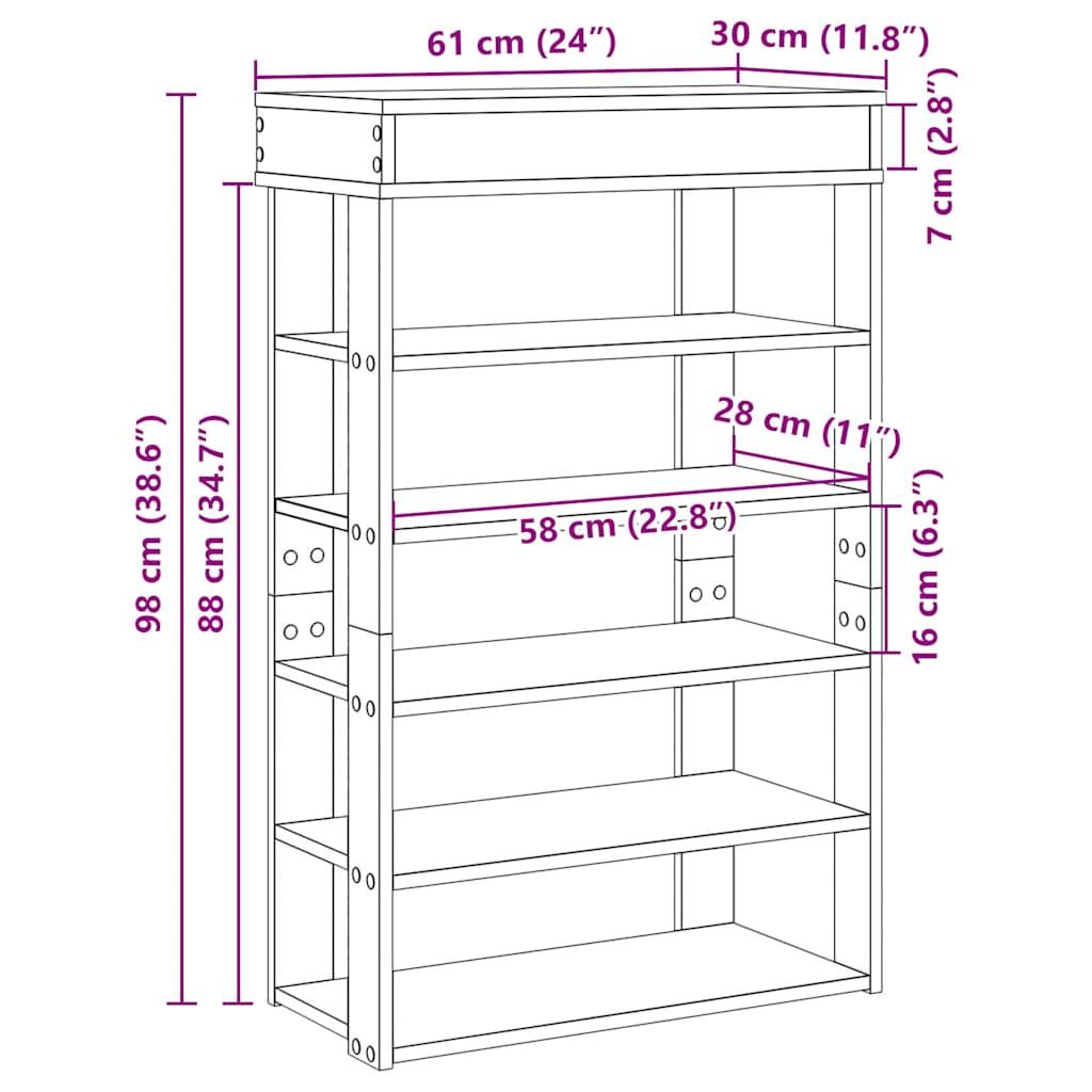 Skoreol 60x30x98 cm konstrueret træ sonoma-eg