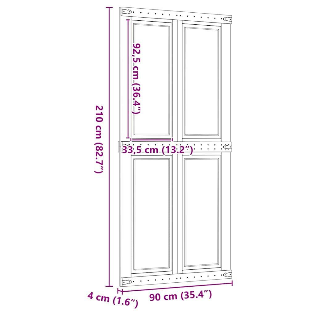 Skydedør CORONA 90x210 cm massivt fyrretræ