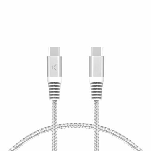 USB-C til USB-C-kabel KSIX Hvid