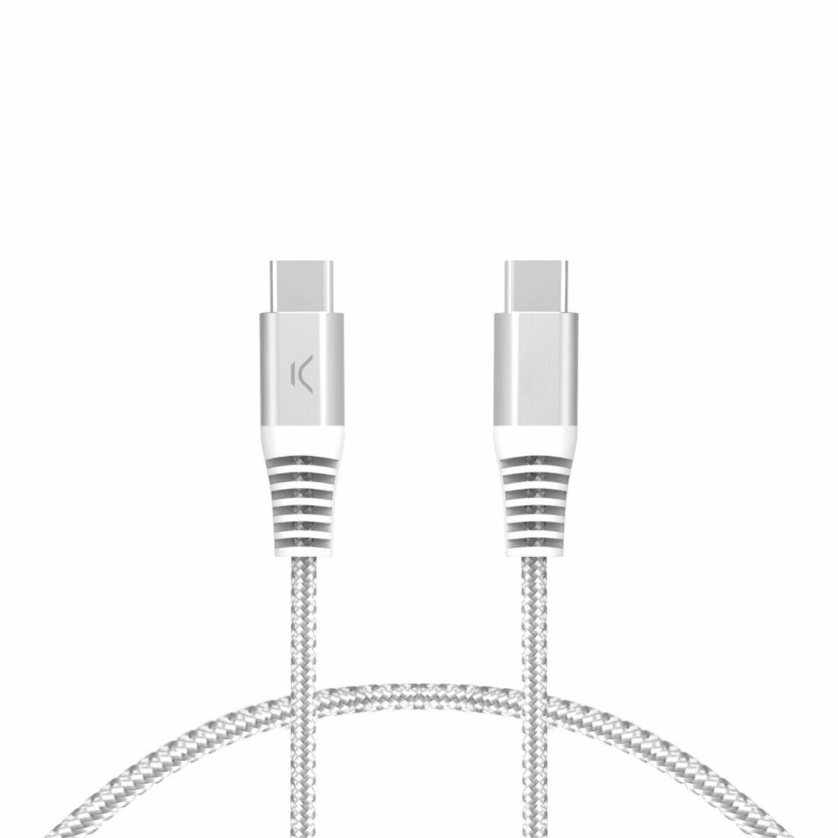 USB-C til USB-C-kabel KSIX Hvid