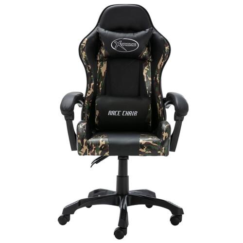 Gamerstol kunstlæder sort og camouflage