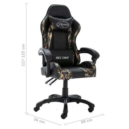 Gamerstol kunstlæder sort og camouflage