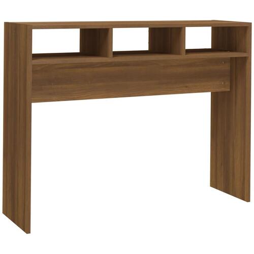 Konsolbord 105x30x80 cm konstrueret træ brun egetræsfarve