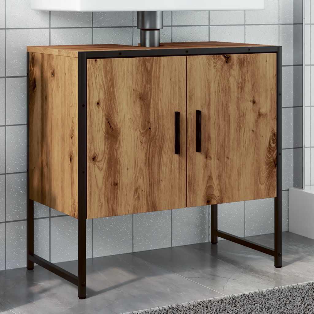 Underskab til badeværelse 60x33x60 cm konstrueret træ kunsteg