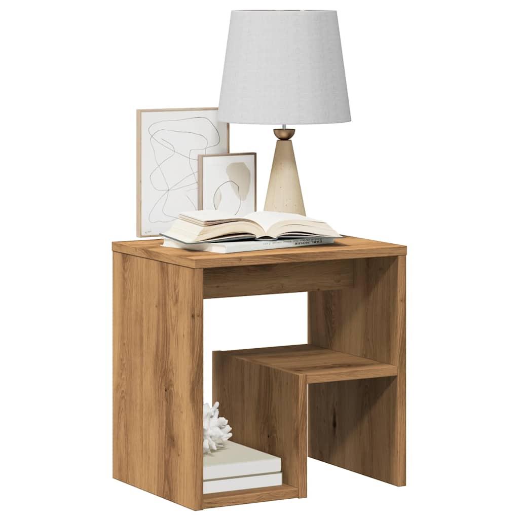 Sengeborde 2 stk. 40x30x40 cm konstrueret træ egetræ billede