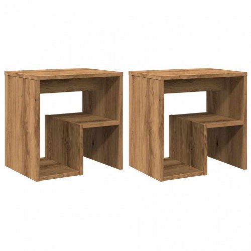 Sengeborde 2 stk. - 40×30×40 cm i konstrueret træ, egetræ