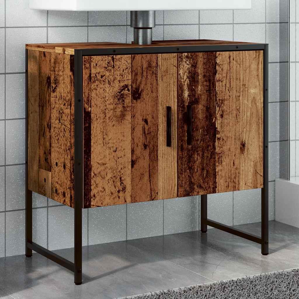 Underskab til håndvask 60x30x60 cm konstrueret træ gammelt træ