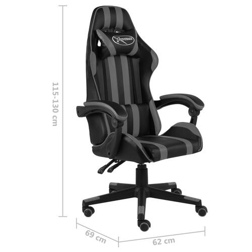 Gamerstol kunstlæder sort og grå