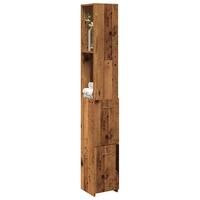 Badeværelsesskab 25x25x170 cm konstrueret træ gammelt trælook
