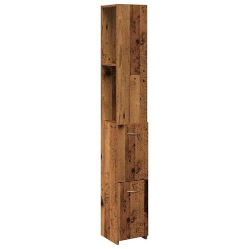 Badeværelsesskab 25x25x170 cm konstrueret træ gammelt trælook