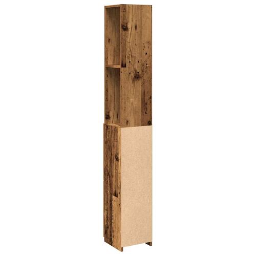 Badeværelsesskab 25x25x170 cm konstrueret træ gammelt trælook