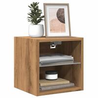 Væghængte tv-borde 2 stk. med LED-lys 30x28,5x30 cm artisan eg