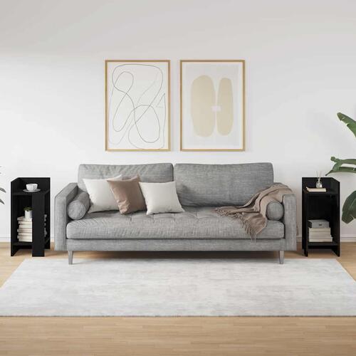 Sideborde 2 stk med reol sort 25,5x27x60 cm