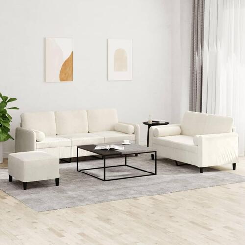 3 personers sofa med puder velour cremefarvet