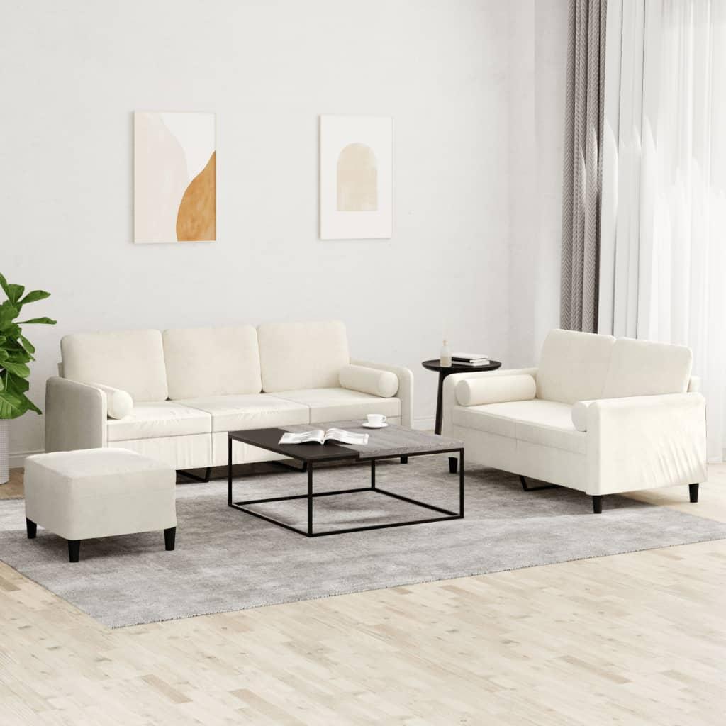 3 personers sofa med puder velour cremefarvet