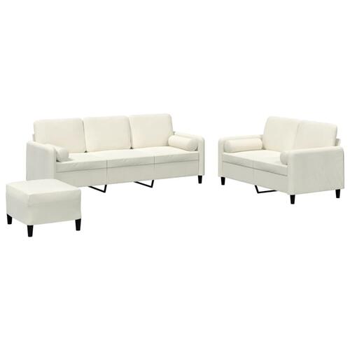 3 personers sofa med puder velour cremefarvet