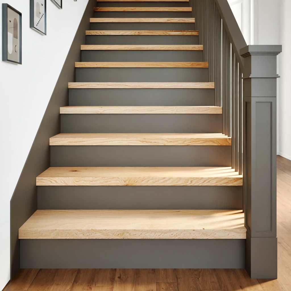 Trappemåtter 12 stk ubehandlet 100x30x2 cm massivt egetræ billede
