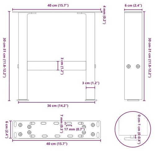 Sofabordben 2 stk. 40x(30-31) cm stål antracitgrå