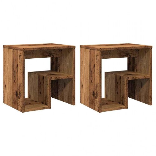 Sengeborde 2 stk. 40×30×40 cm - konstrueret træ i gammelt trælook