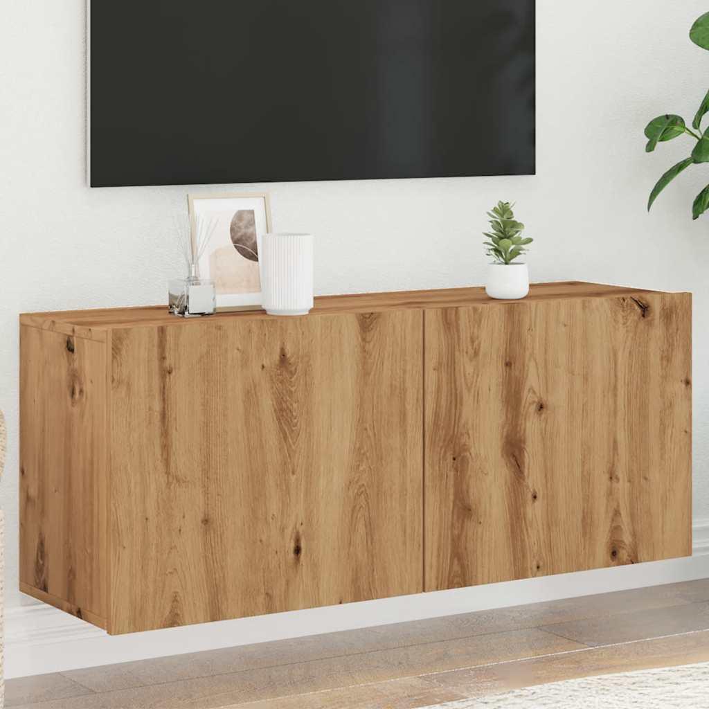 Væghængt tv-bord 100x30x41 cm artisan egetræsfarve