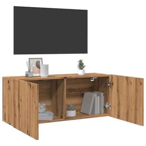 Væghængt tv-bord 100x30x41 cm artisan egetræsfarve