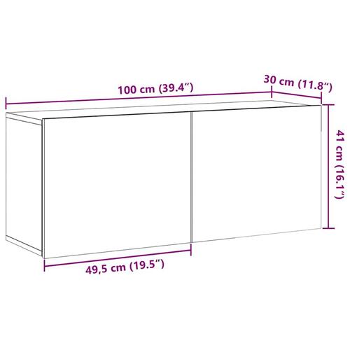 Væghængt tv-bord 100x30x41 cm artisan egetræsfarve