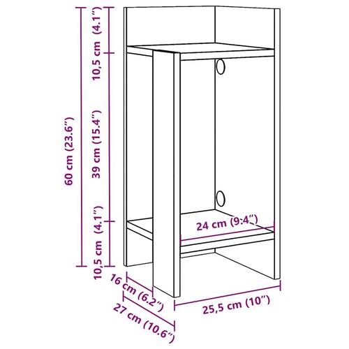Sideborde 2 stk med reol hvid 25,5x27x60 cm