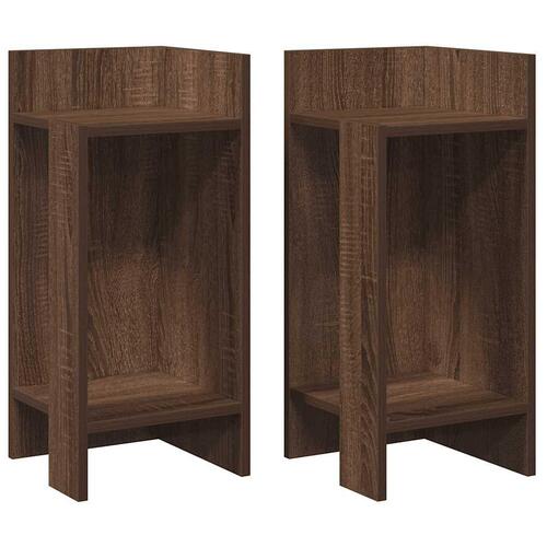Sideborde 2 stk med reol brun eg 25,5x27x60 cm