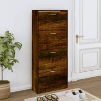 Skoskab 63x24x147 cm konstrueret træ røget egetræsfarve