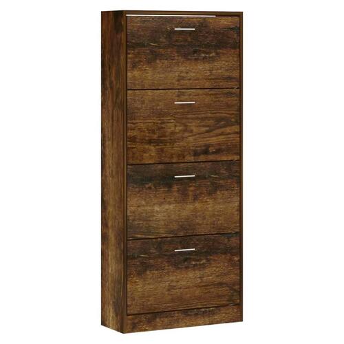 Skoskab 63x24x147 cm konstrueret træ røget egetræsfarve
