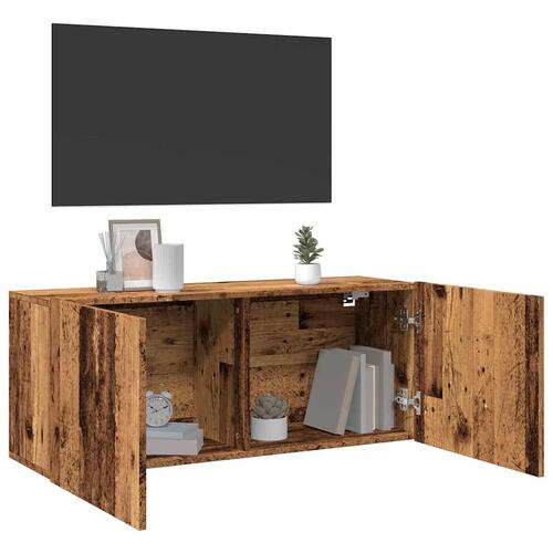 Væghængt tv-bord 100x30x41 cm gammelt træ-look