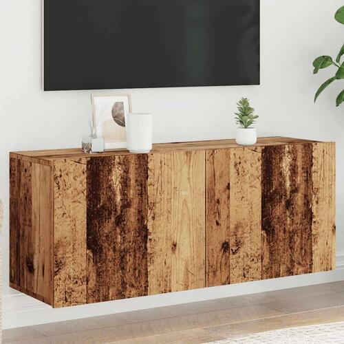 Væghængt tv-bord 100x30x41 cm gammelt træ-look