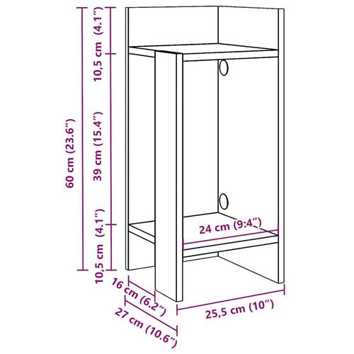 Sidebord med hylde Hvid 25,5x27x60 cm