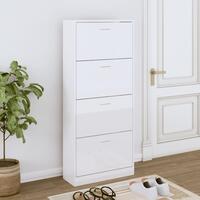 Skoreol 63x24x147 cm konstrueret træ hvid højglans