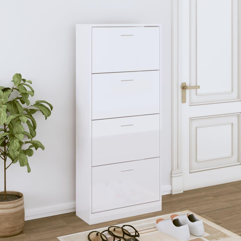 Skoreol 63x24x147 cm konstrueret træ hvid højglans