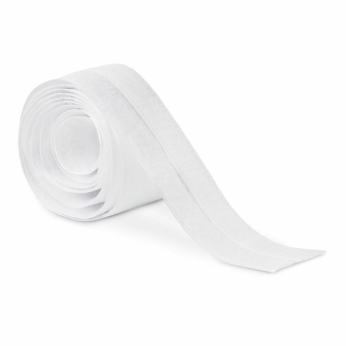 Inofix dobbeltsidet krog-og-sløjfe tape, hvid 1,5 m × 2 cm