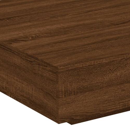 Sofabord med LED-lys 100x100x31 cm brun egetræsfarve (OUTLET B)