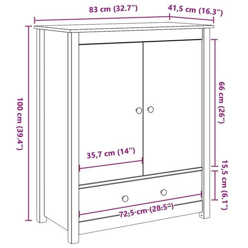 Højskab 83x41,5x100 cm massivt fyrretræ