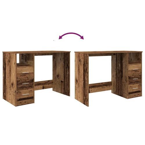 Skrivebord 102x76x50 cm konstrueret træ antikt trælook