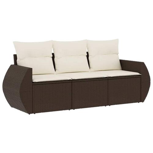 Sofasæt til haven 3 dele med hynder polyrattan brun