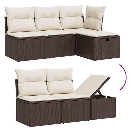 Sofasæt til haven 5 dele med hynder polyrattan brun