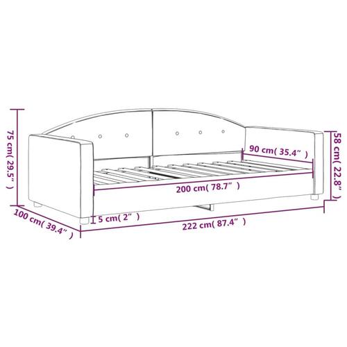 Daybed 90x200 cm velour mørkegrå